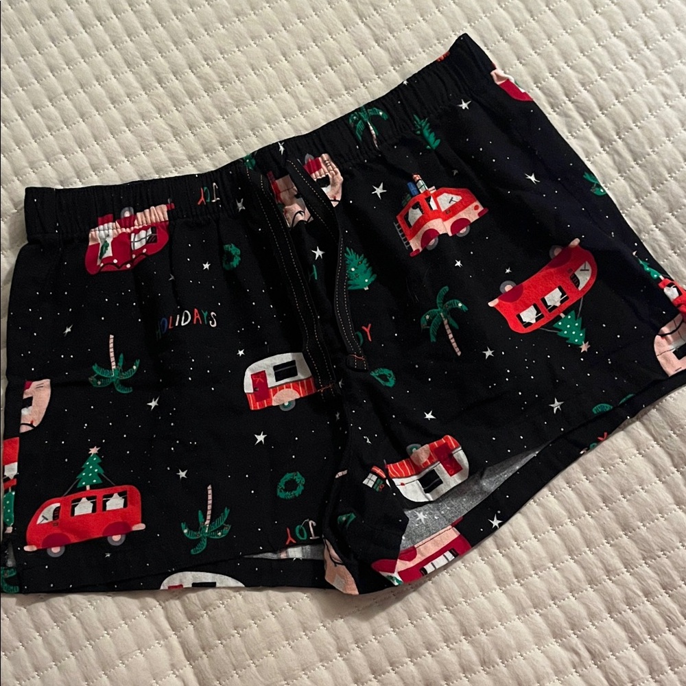 Old Navy Black Festive Print Women's Pajama Shorts